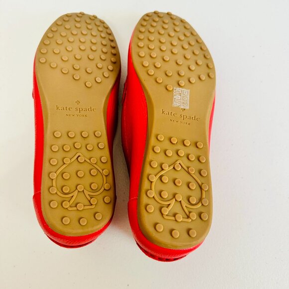 NEW KATE SPADE NEW YORK CARMEN RED PEBBLED LEATHER LOAFERS FLATS - Picture 5 of 9